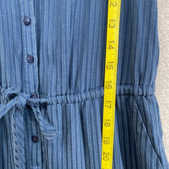 LUCKY BRAND Jumpsuit XS Indigo Striped Culotte V Neck Tie-Waist Cropped Blue - Picture 9 of 15